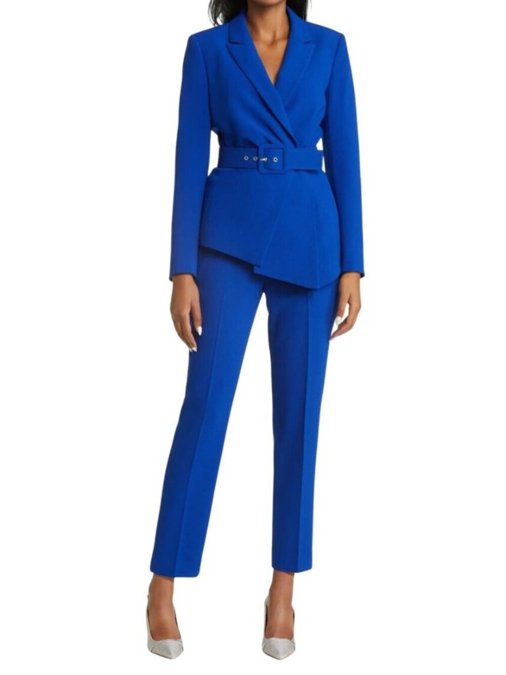 NWT Tahari ASL Belted Asymmetrical Pantsuit Cobalt 10 MSRP $229
